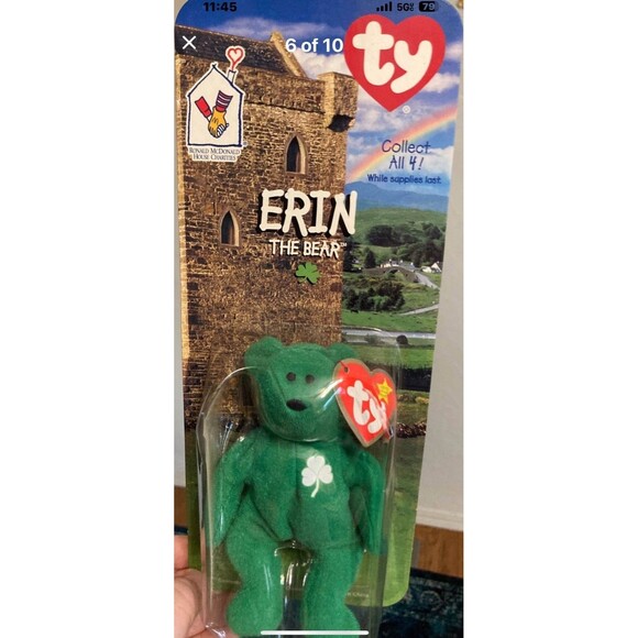 TY McDonalds Beanie Baby Erin Maple Britannia Glory the Bear1999 FULL Set of 4 - Picture 7 of 12